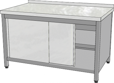 KSSUP - Pracovní stůl skříňový s posuvnými dvířky, spodní a vnitřní policí